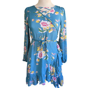 Size 14 Truly Me by Sara Sara blue green floral women's dress #21
